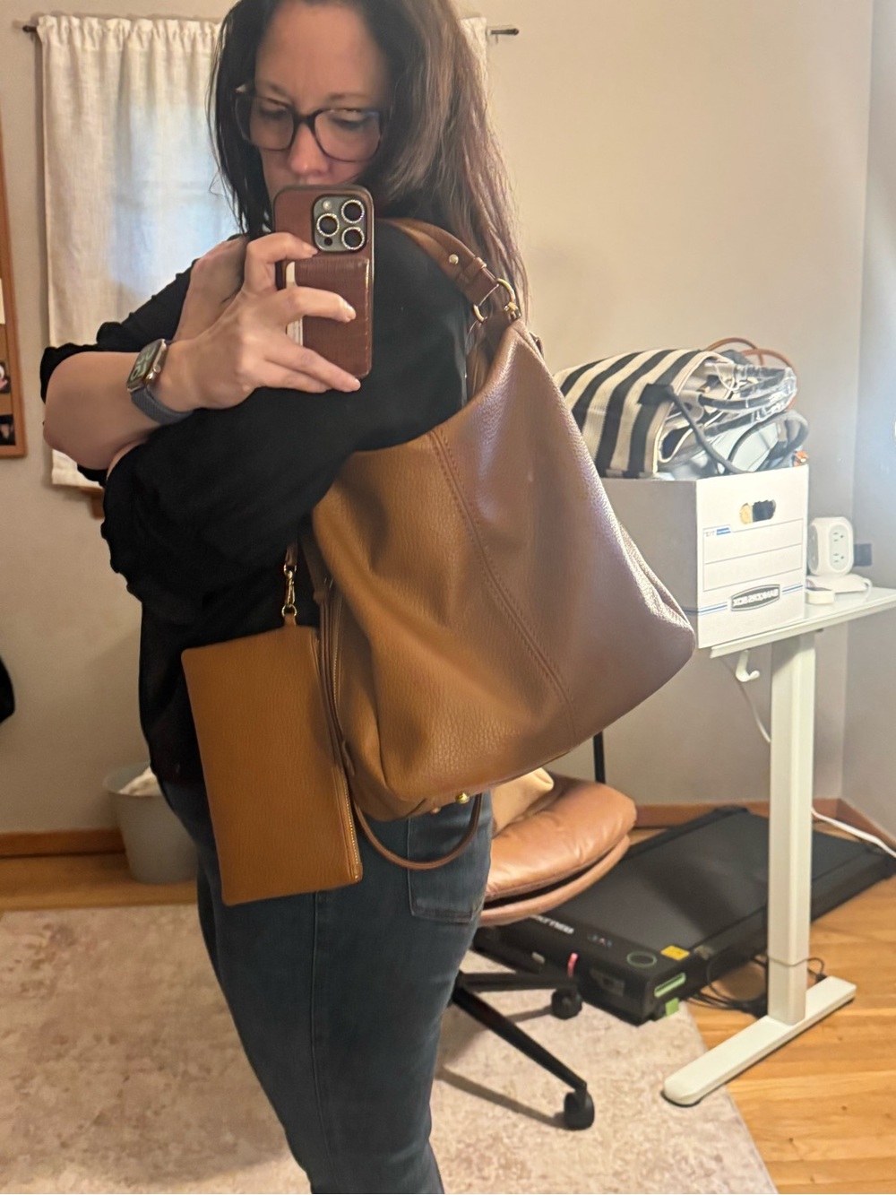 Slouchy Vegan Leather Tote w/ Wristlet Pouch & Crossbody Strap – NWOT - Picture 12 of 12